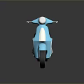 Stylish Blue And White Modern Scooter With Black Seat And Chrome Wheels
