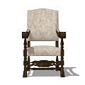 Classic Style Single Sofa with Wooden Frame and Fabric Upholstery Carved Arms and Legs