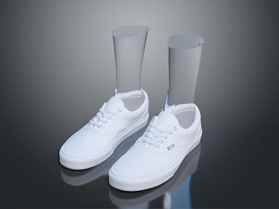 White Casual Stylish Sneakers With Round Toe Cap And Comfortable Laces For Daily Use 3d model
