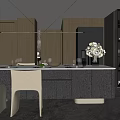Modern Open Concept Restaurant Interior With Bar Counter Flower Vase Cabinets And Wine Glasses