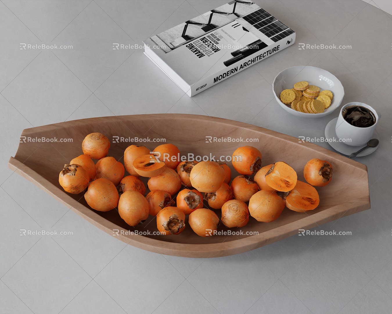 Modern Fruit Plate Fruit Ornaments Coffee Ornaments Persimmon Fruit Plate Ornaments 3d model