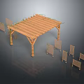 Wooden Pergola With Latticed Roof And Vines Decoration Plus Decorative Screens For Outdoor Garden