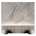Bedroom Bed Background Wall With Modern White Wavy 3D Textured Surface Design