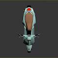 Teal Classic Scooter With Orange Seat Side Mirrors And Sleek Body Design