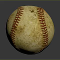 Vintage Leather Baseball Sports Equipment With Red Stitching And Weathered Surface