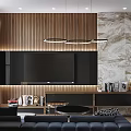 Modern Luxury Living Room With Wood Slat TV Wall Comfortable Sofa And Chic Home Decor
