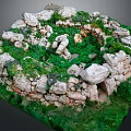 Natural Stone Circular Ring With Lush Green Grass and Mossy Greenery