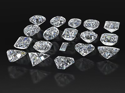 Sparkling Diamonds in Various Shapes and Cuts for Elegant Jewelry Collection 3d model