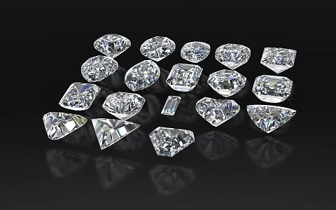 Heart-Shaped Diamond Square Diamond Bare Diamond 3d model