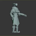 3D Rendered Armored Sci Fi Character With Helmet White Armor And Green Weapon