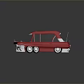 Shiny Red Vintage Car Exterior Design With Black Windows And Silver Accents