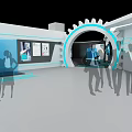 Futuristic Control Room Interior With High Tech Blue White Design And Circular Console Screens