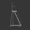 Sturdy Industrial Metal Ladder With Wheels And Platform For Workshop Use