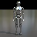 Detailed Silver Metallic Humanoid Robot Figure for Game and Movie Character