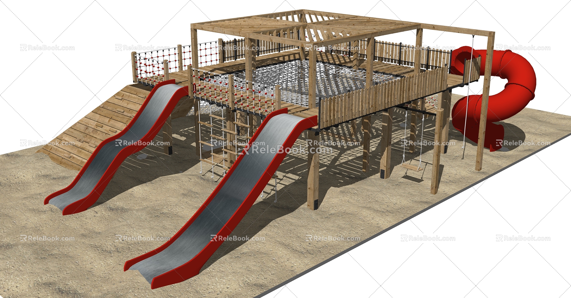 Modern Amusement Equipment Playground Climbing Slide Equipment Equipment 3d model