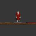 Red Tailored Coat on Mannequin with Colored Fabrics and Measuring Ruler