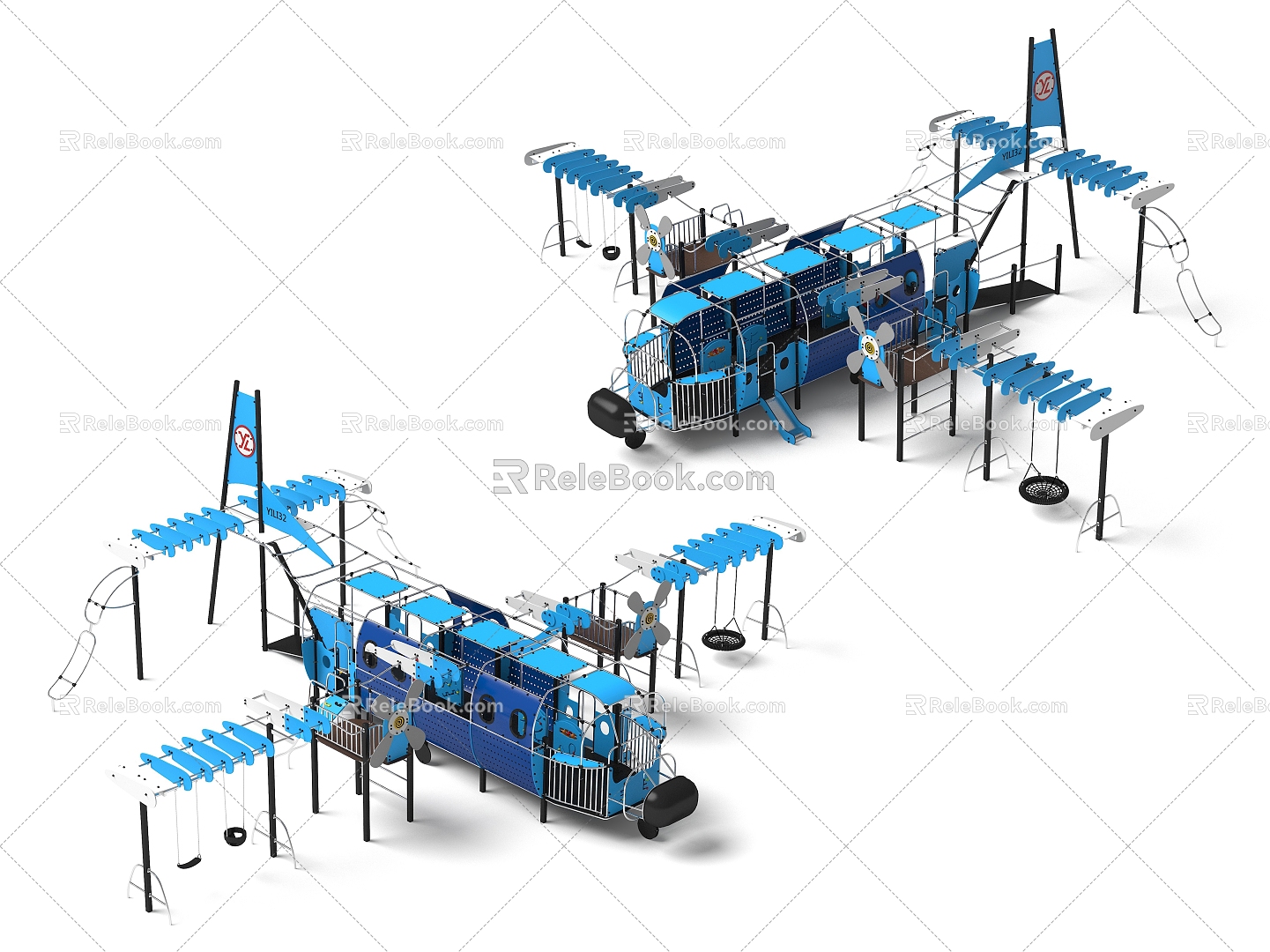 Aircraft Park Amusement Equipment Features Equipment Function Expansion Parent-Child Park Landmark Pin 3d model