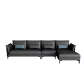 Modern Black Leather Sectional Sofa With Comfortable Cushions And Corner Design 3d model