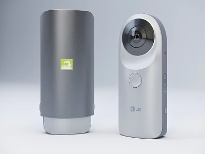 Projection Surveillance Devices Featuring Cylindrical Design Silver Gray Color for Home Office Security 3d model