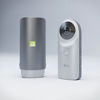 Projection Surveillance Devices Featuring Cylindrical Design Silver Gray Color for Home Office Security 3d model