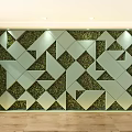 Stylish Green Background Wall With Modern Geometric Plant Pattern Interior Design 3d model