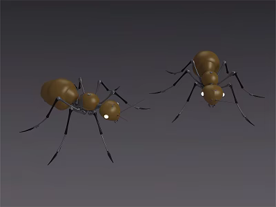 Smart Machines in Ant Shaped Design With Golden Body Black Legs and Glowing Eyes 3d model