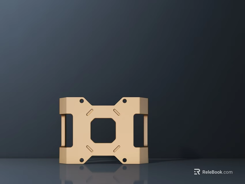 Golden Geometric Decorative Ornament Set With Square Hollow Design And Modern Minimalist On Dark Background 3d model 