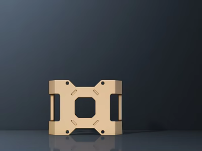 Golden Geometric Decorative Ornament Set With Square Hollow Design And Modern Minimalist On Dark Background 3d model