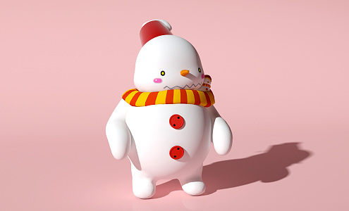 Modern Toy Cartoon Snowman Doll 3d model