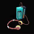 Vintage Walkman Portable Music Player With Headphones And Teal Design