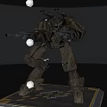Intelligent Mechanical Humanoid Smart Machine With Weapons And Camouflage Paint On Caution Platform 3d model