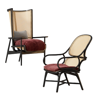 Middle Ancient Style Rattan Woven Chair Leisure Chair New Chinese Style Outdoor Leisure Chair Woven Chair 3d model