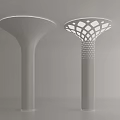 Modern Gray Pillars With Smooth Funnel Shaped And Hollow Grid Patterned Tops
