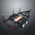 Black Metal Utility Trailer Frame With Wooden Base And Support Stands