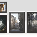 Framed Wall Art Collection With Deer Building Street And Forest Themes For Home Interior Decoration
