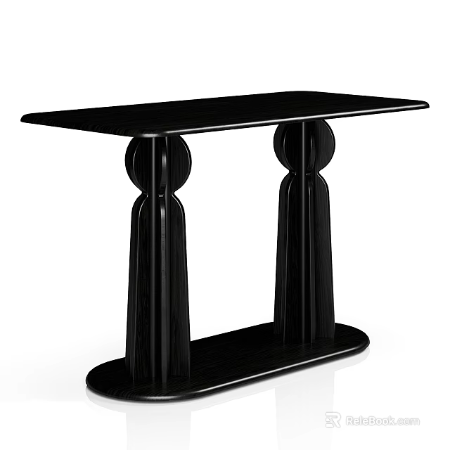 Modern Black Console Table With Unique Pedestal Base And Sleek Design 3d model