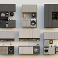 Modern Bathroom Cabinet Units With Washing Machine And Storage Compartments