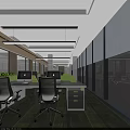 Modern Public Office Space With Open Layout Multiple Workstations Green Chairs And Natural Light 3d model