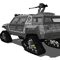 Functional Vehicle With Tracked Chassis Roof Mounted Lights And Equipment