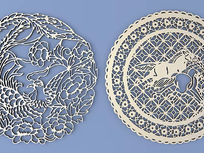 Detailed Traditional Circular Carved Patterns With Phoenix Floral Geometric And Animal Motifs 3d model