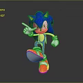 Sonic the Hedgehog Blue Hedgehog With Green Eyes White Gloves Red Shoes In Running Pose