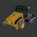Yellow Ingersoll Rand Road Roller With Black Cabin And Rear Roller