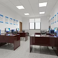 Modern Public Office Interior With Desks Computers Ergonomic Chairs And Wall Charts