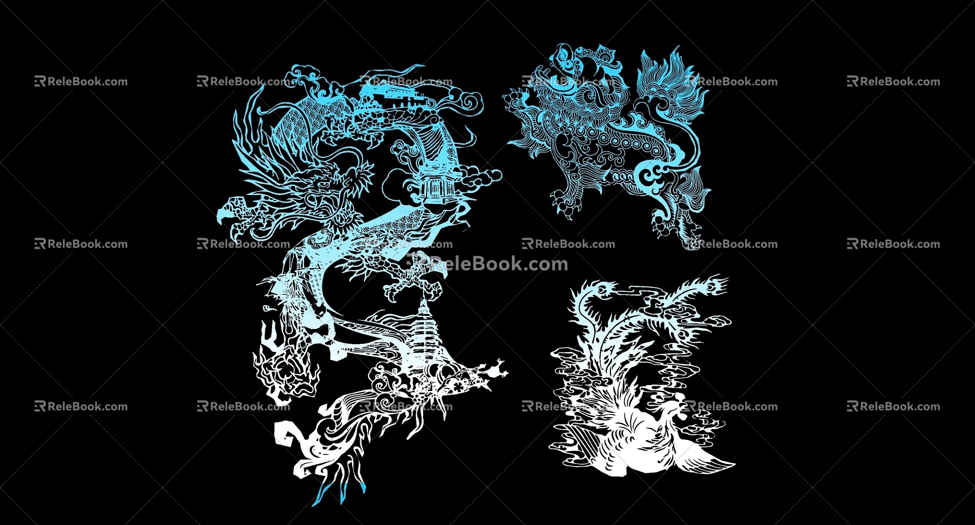 Dragon and Phoenix Lion 3d model