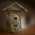 Weathered Wooden Birdhouse Featuring Rustic Aged Roof And Natural Wood Texture Design