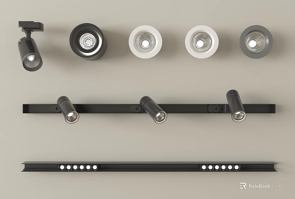 Modern Downlights And Spotlights With Sleek Design For Home Interior Lighting 3d model