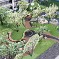 Beautiful Green Residential Landscape With Lush Trees High Rise Buildings And Recreational Areas