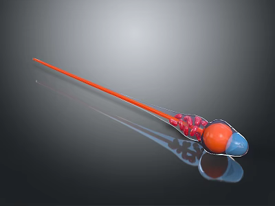 Anatomical Organ Model Featuring Hair Like Structures With Red Particles And Colored Spheres 3d model