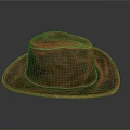 Vintage Brown Leather Cowboy Hat With Wide Brim And Stitched Design