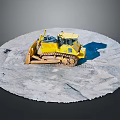 Yellow Bulldozer Working on Sandy Ground Construction Site Terrain 3d model